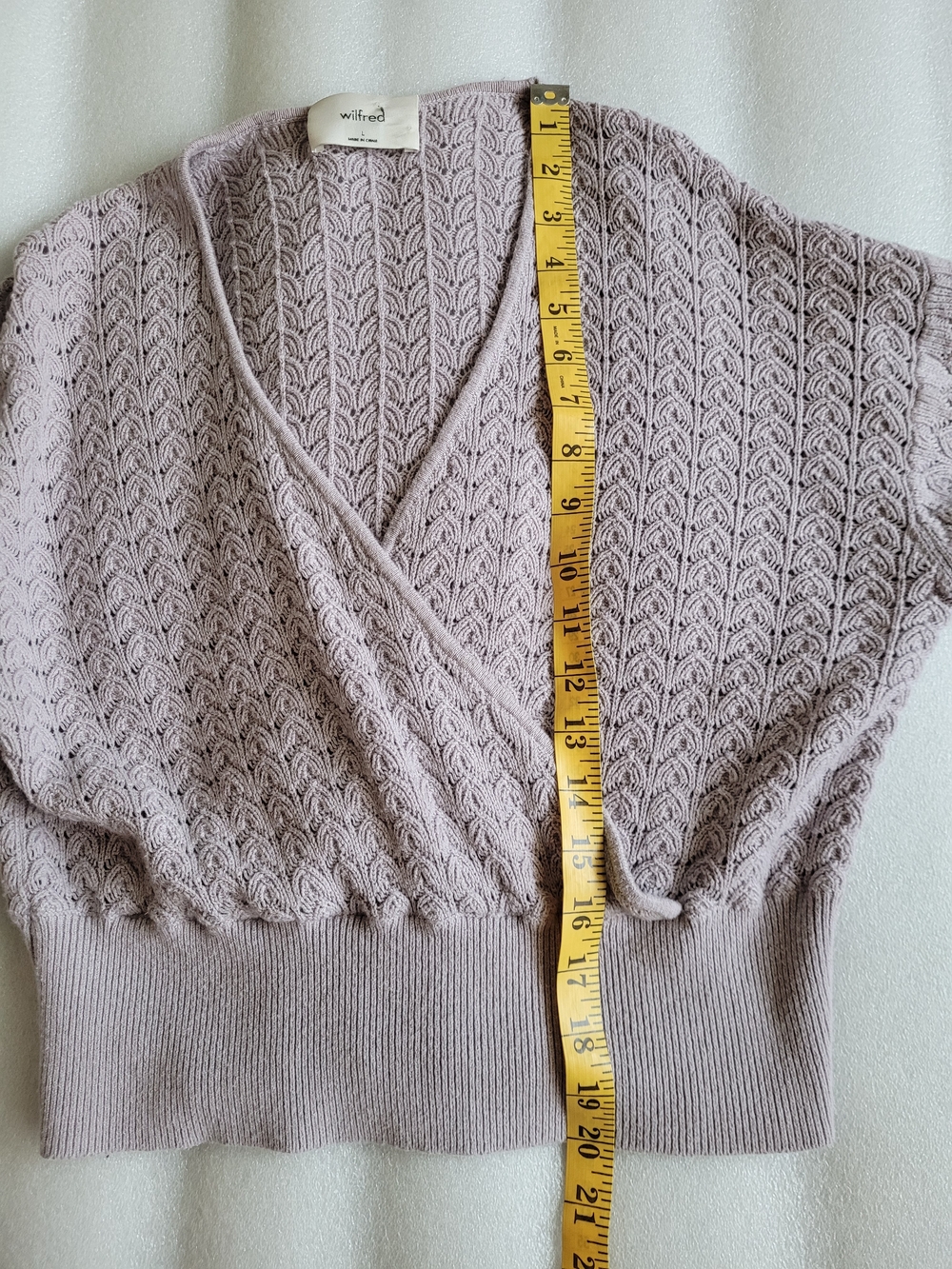 Wilfred Dear Merino Blend Faux wrap sweater Lavender Large Soft Girl - Picture 9 of 12